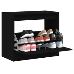 vidaXL Shoe Cabinet Black 80x42x69 cm Engineered Wood 1