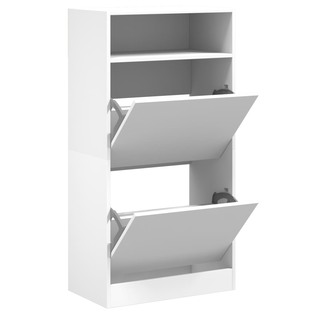vidaXL Shoe Cabinet White 60x34x116 cm Engineered Wood 2