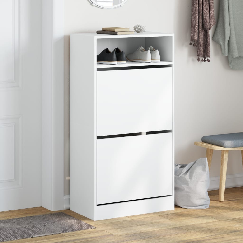 vidaXL Shoe Cabinet White 60x34x116 cm Engineered Wood 3