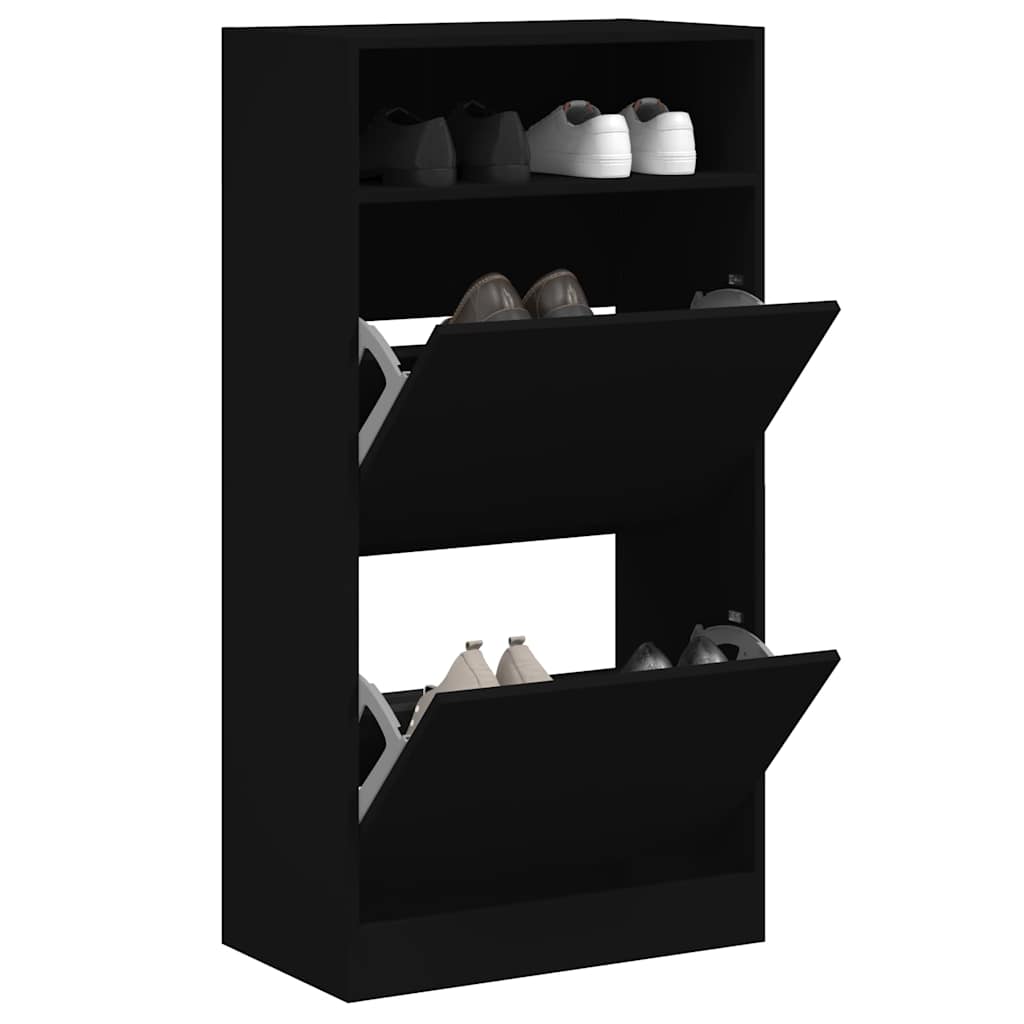 vidaXL Shoe Cabinet Black 60x34x116 cm Engineered Wood 1