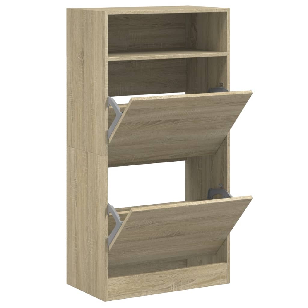 vidaXL Shoe Cabinet Sonoma Oak 60x34x116 cm Engineered Wood 2