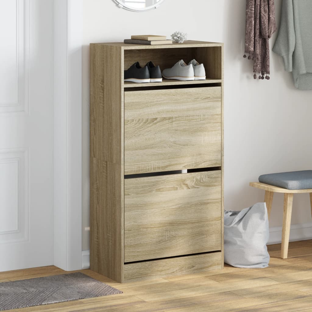 vidaXL Shoe Cabinet Sonoma Oak 60x34x116 cm Engineered Wood 3