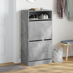vidaXL Shoe Cabinet Concrete Grey 60x34x116 cm Engineered Wood 3
