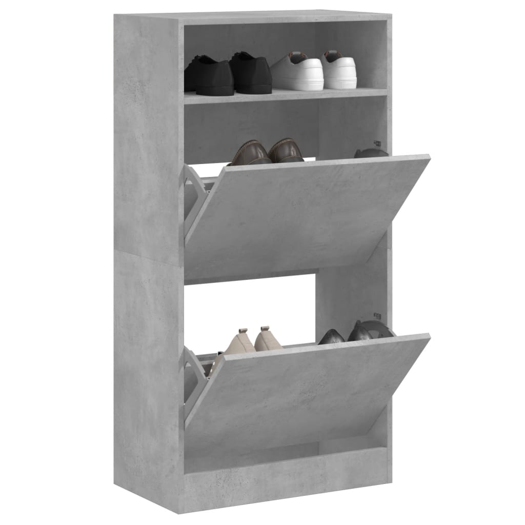 vidaXL Shoe Cabinet Concrete Grey 60x34x116 cm Engineered Wood 1