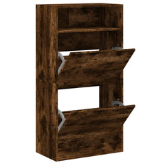 vidaXL Shoe Cabinet Smoked Oak 60x34x116 Engineered Wood 2