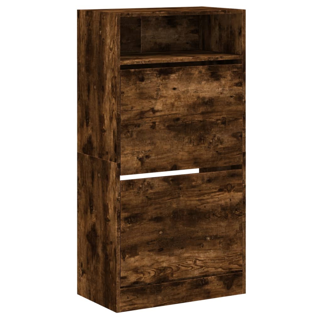 vidaXL Shoe Cabinet Smoked Oak 60x34x116 Engineered Wood 4