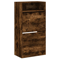 vidaXL Shoe Cabinet Smoked Oak 60x34x116 Engineered Wood 4