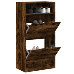 vidaXL Shoe Cabinet Smoked Oak 60x34x116 Engineered Wood 1