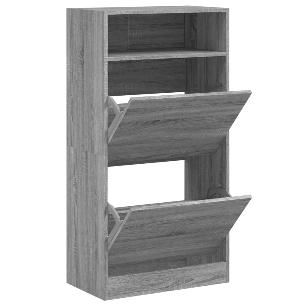 vidaXL Shoe Cabinet Grey Sonoma 60x34x116 Engineered Wood 2