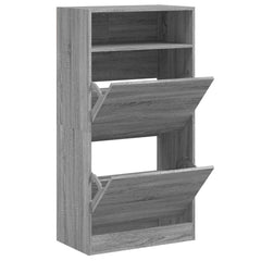 vidaXL Shoe Cabinet Grey Sonoma 60x34x116 Engineered Wood 2