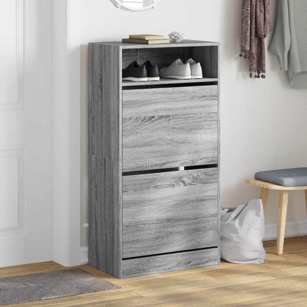 vidaXL Shoe Cabinet Grey Sonoma 60x34x116 Engineered Wood 3