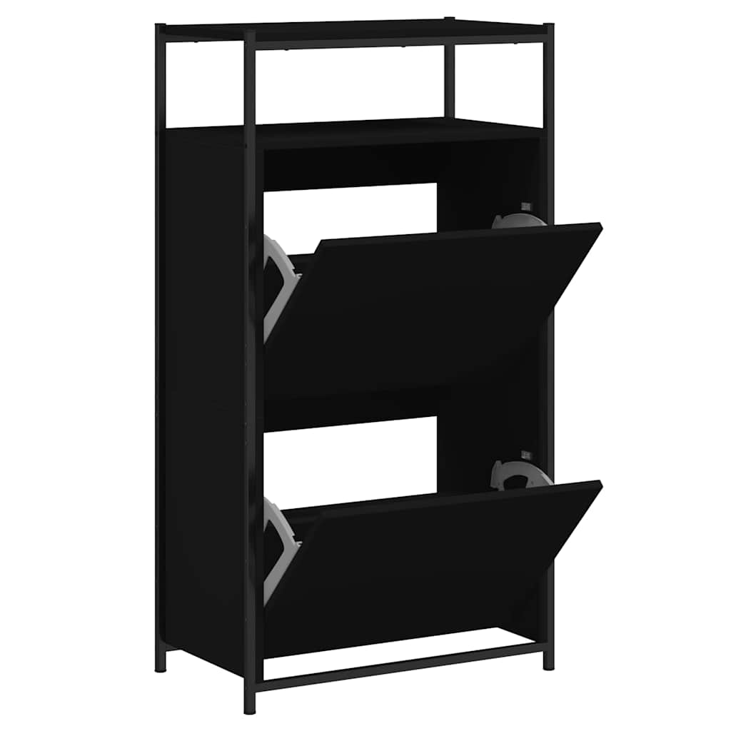 vidaXL Shoe Cabinet Black 2