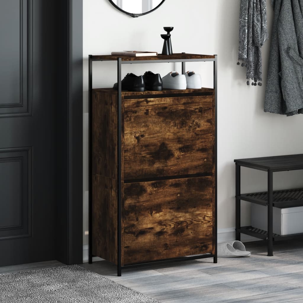 vidaXL Shoe Cabinet Smoked Oak 3
