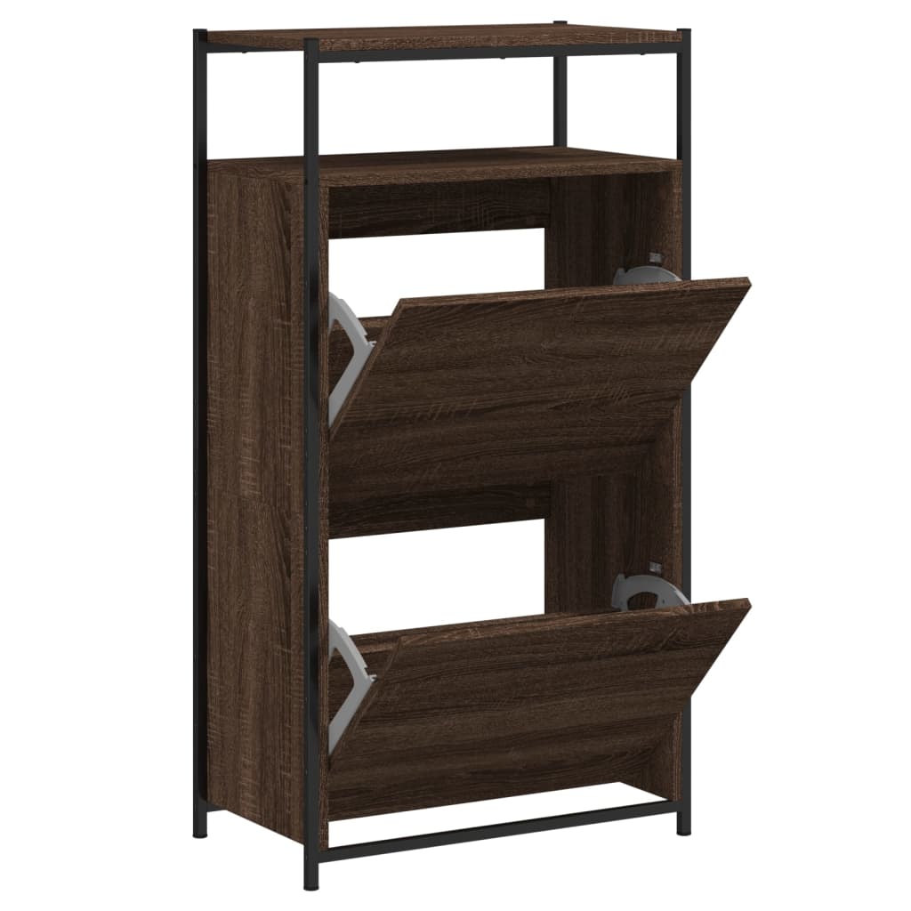 vidaXL Shoe Cabinet Brown Oak Stores multiple pairs of shoes 2