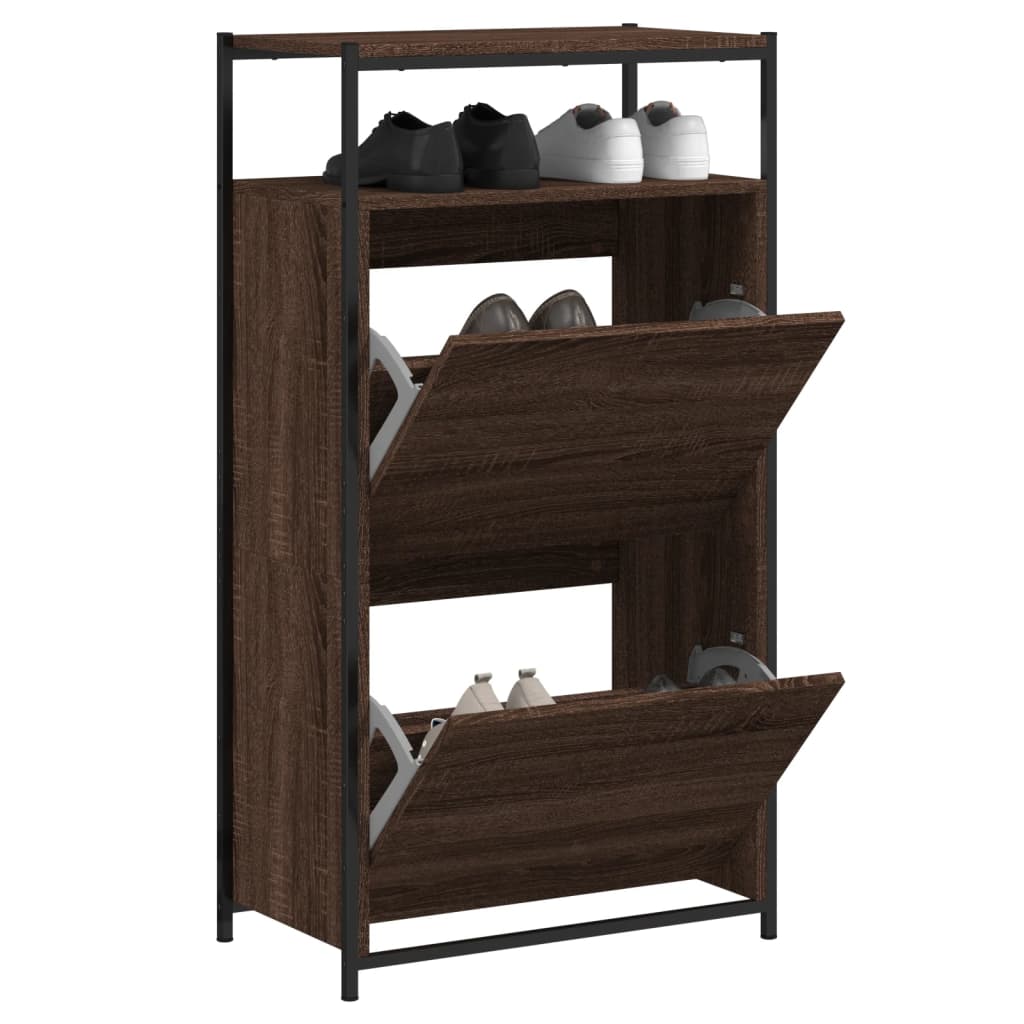 vidaXL Shoe Cabinet Brown Oak Stores multiple pairs of shoes 1