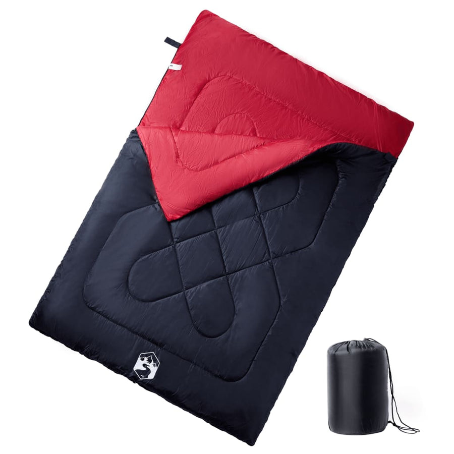 Double Sleeping Bag with Pillows for Adults Camping 3-4 Seasons Black and red