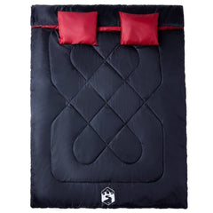 Double Sleeping Bag with Pillows for Adults Camping 3-4 Seasons Black and red