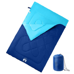Double Sleeping Bag with Pillows for Adults Camping 3-4 Seasons Navy and blue