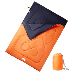 Double Sleeping Bag with Pillows for Adults Camping 3-4 Seasons Orange and black