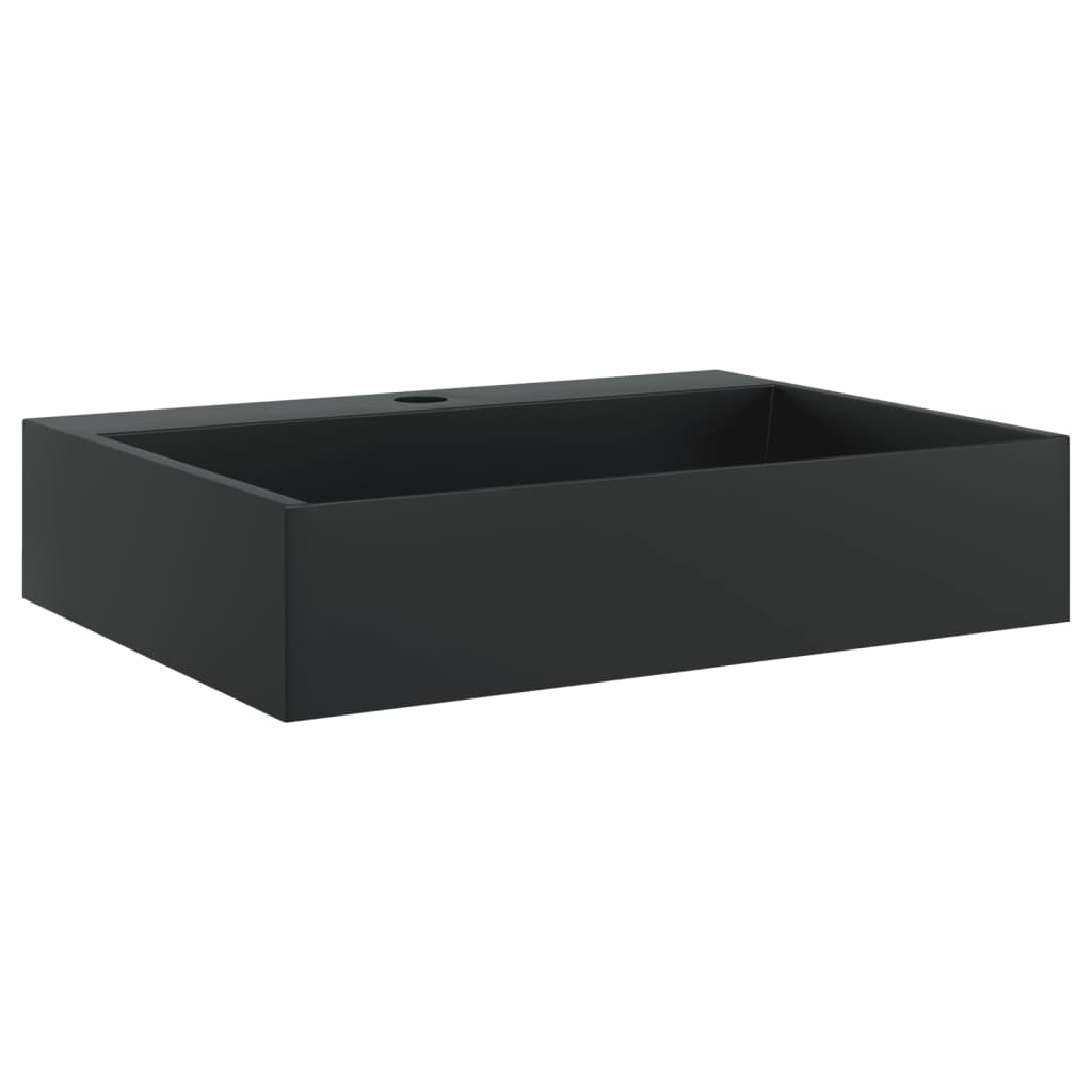 Wash Basin Mineral Cast/Marble Cast Black 50 cm 38 cm