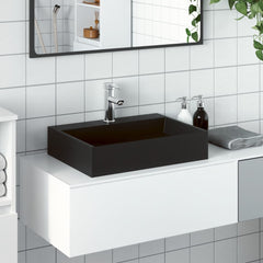 Wash Basin Mineral Cast/Marble Cast Black 50 cm 38 cm