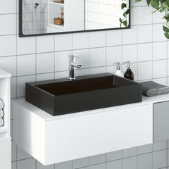 Wash Basin Mineral Cast/Marble Cast Black 60 cm 38 cm