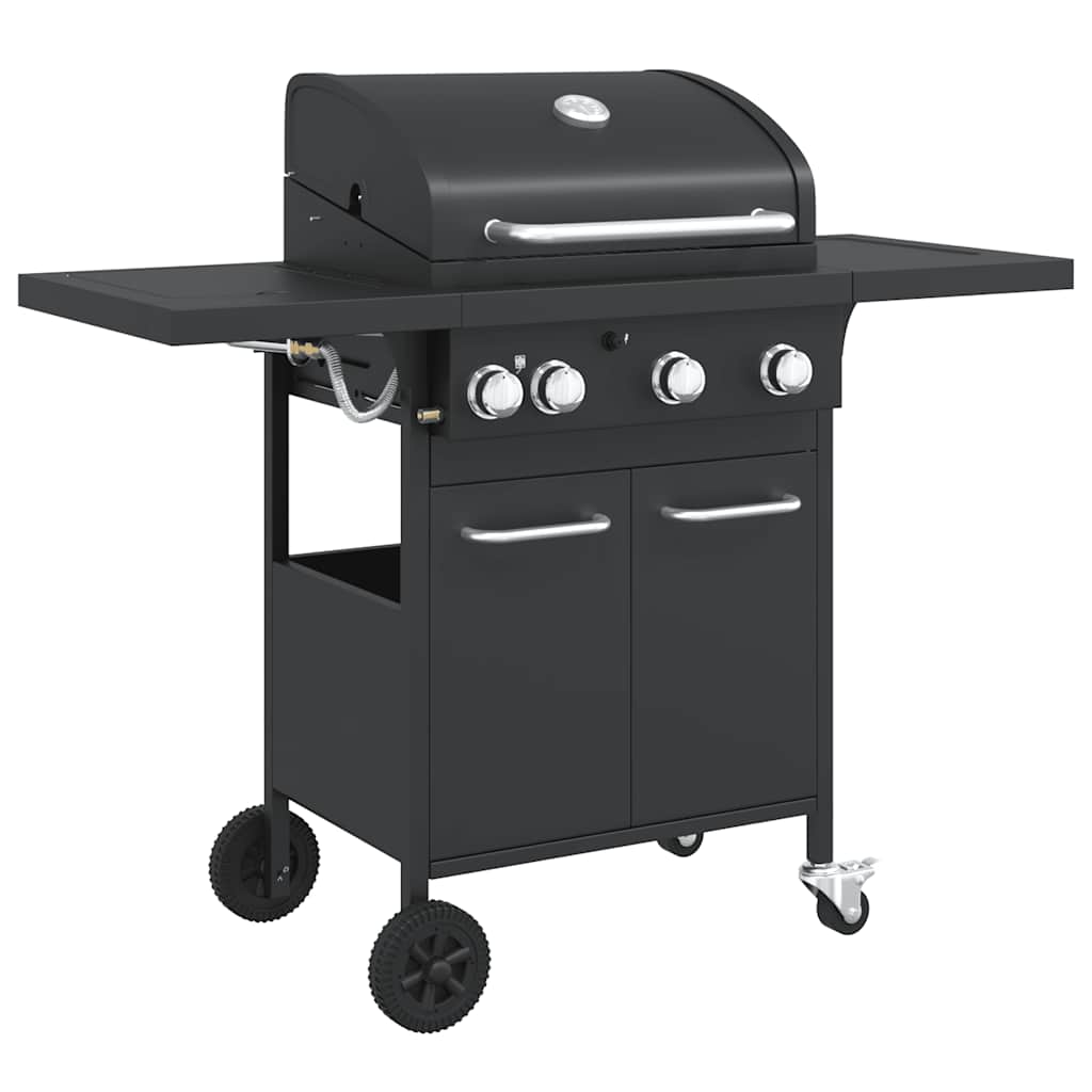 Gas BBQ Grill with Black Powder-coated Steel 4 Burners