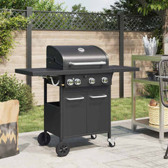 Gas BBQ Grill with Black Powder-coated Steel 4 Burners