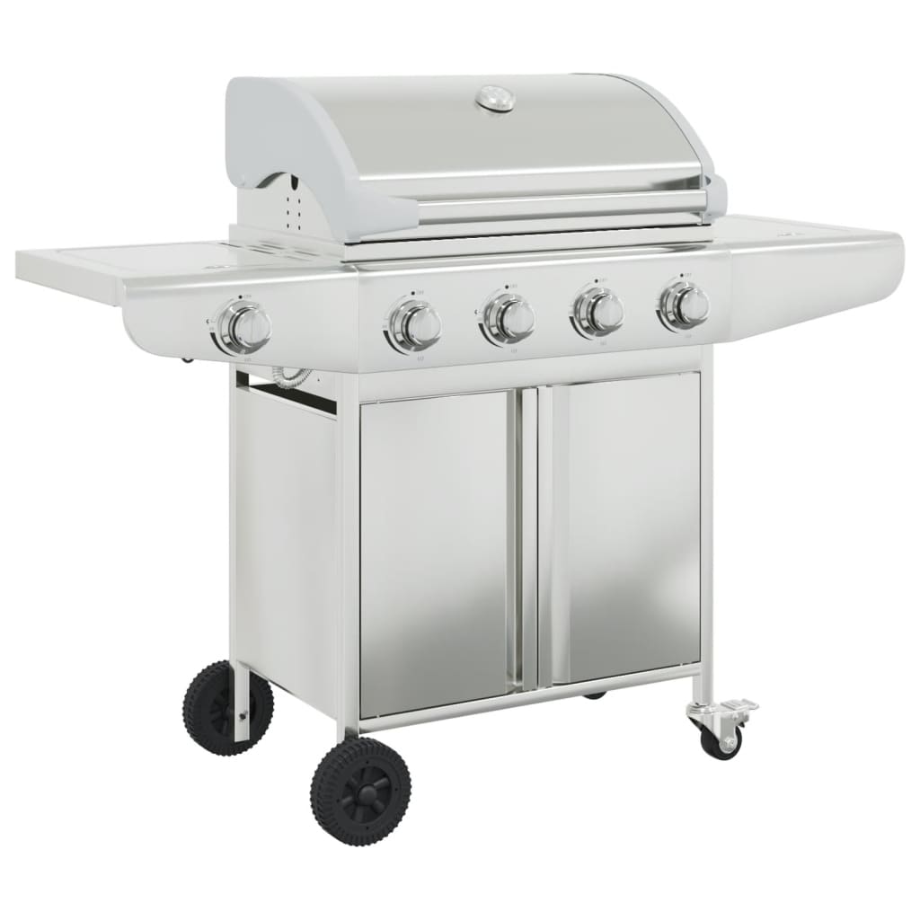 Gas BBQ Grill with Silver Stainless Steel 5 burners