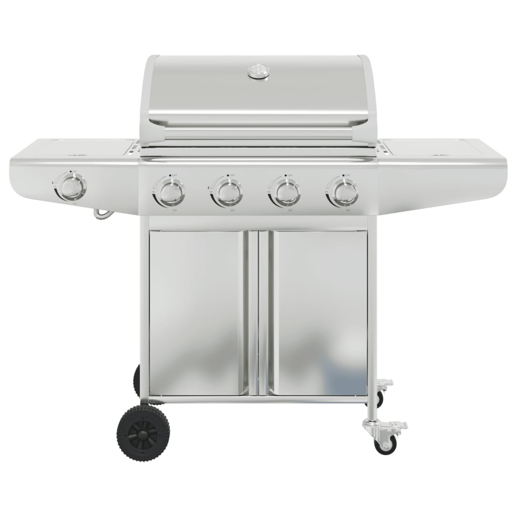 Gas BBQ Grill with Silver Stainless Steel 5 burners
