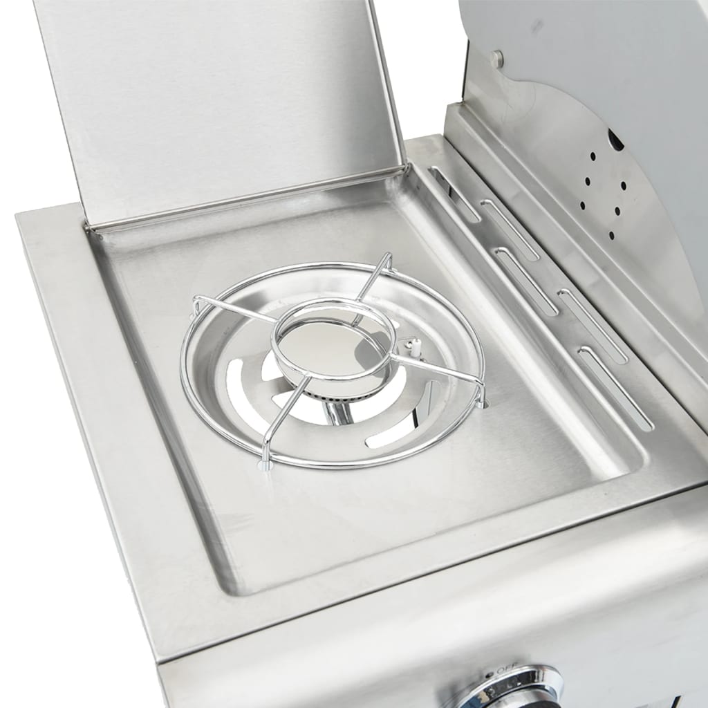 Gas BBQ Grill with Silver Stainless Steel 5 burners