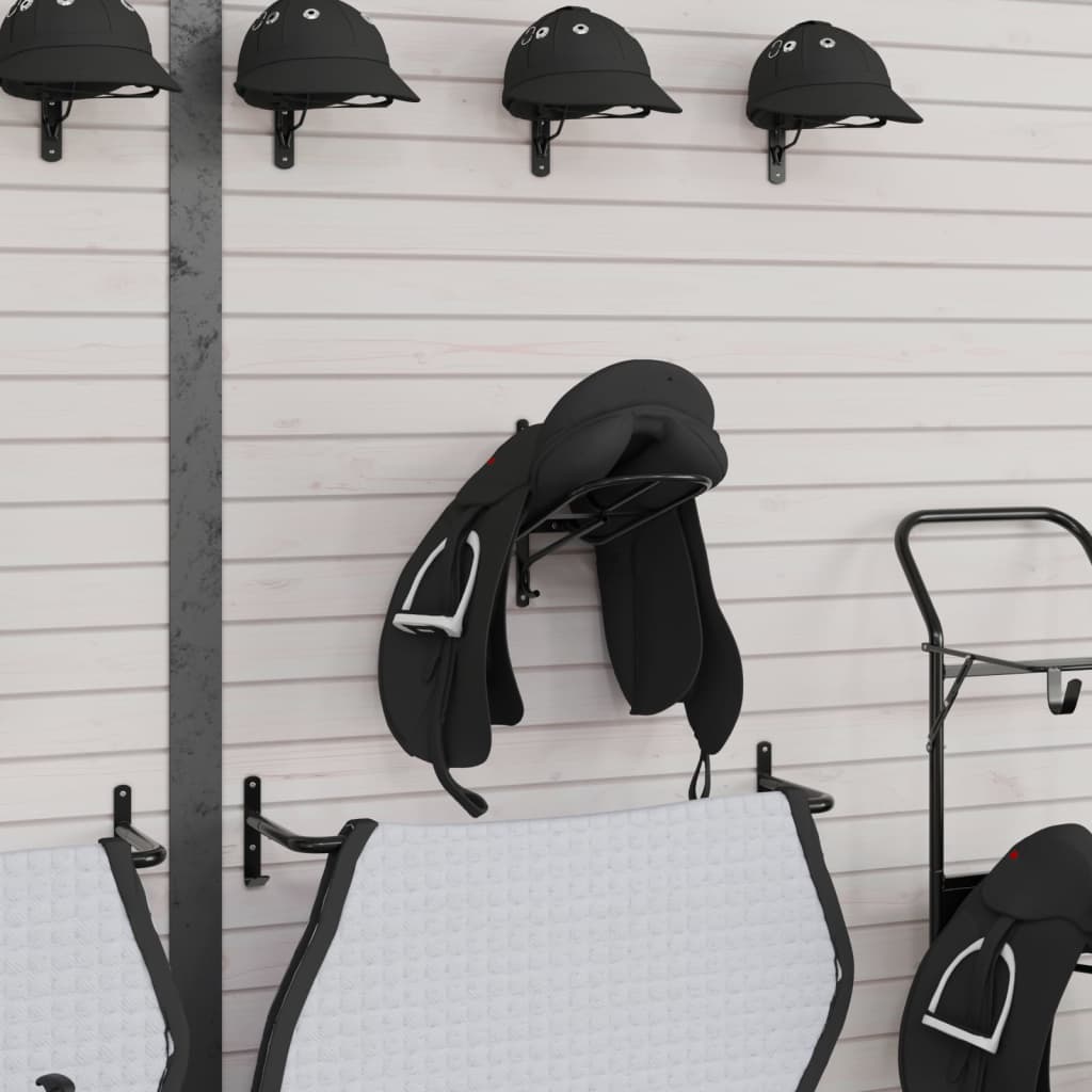 vidaXL Saddle Rack Wall Mounted Black Iron 3
