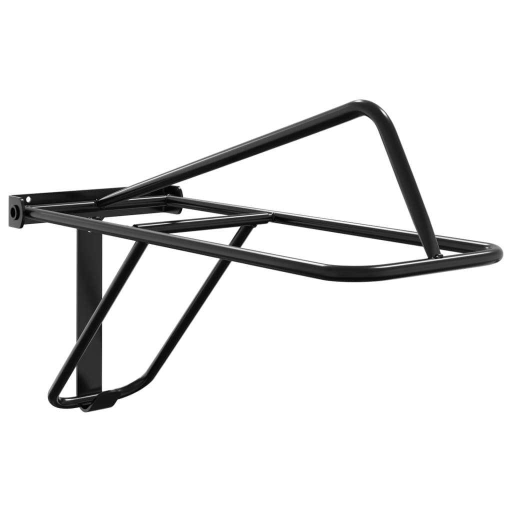 vidaXL Foldable Saddle Rack Wall Mounted Black Iron 2