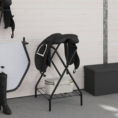 vidaXL Saddle Rack Foldable Freestanding Black Iron 3