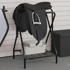 vidaXL Saddle Rack Foldable Freestanding Black Iron 1