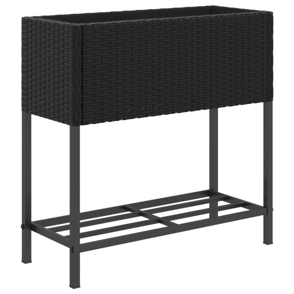 Garden Shelf Poly Rattan Black