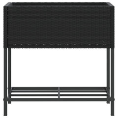 vidaXL Garden Planter with Shelf Black Poly Rattan 5