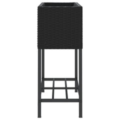 vidaXL Garden Planter with Shelf Black Poly Rattan 6