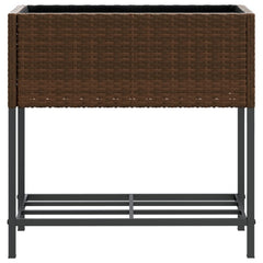 vidaXL Garden Planter with Shelf Brown Poly Rattan 5