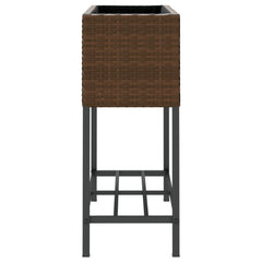 vidaXL Garden Planter with Shelf Brown Poly Rattan 6