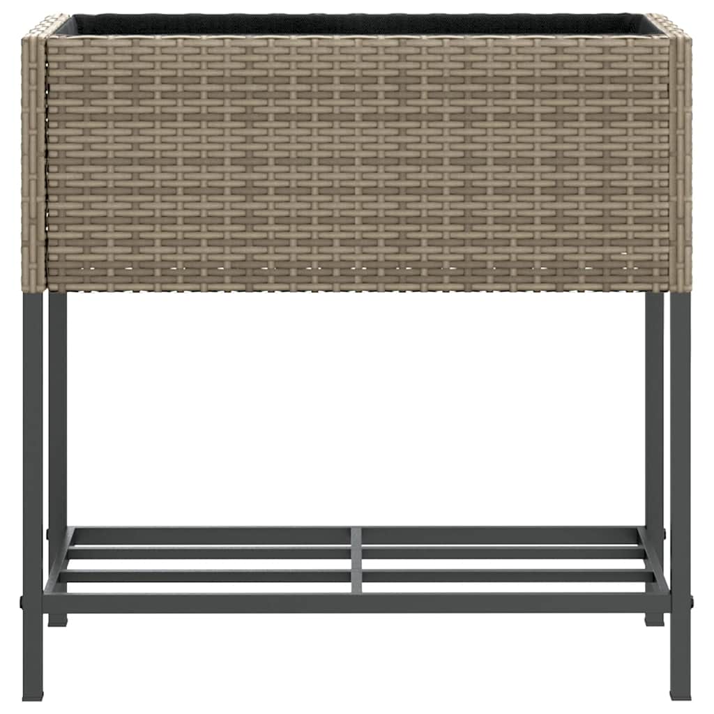vidaXL Garden Planter with Shelf Grey Poly Rattan 5