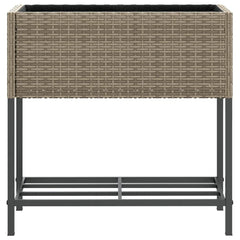 vidaXL Garden Planter with Shelf Grey Poly Rattan 5