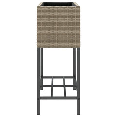 vidaXL Garden Planter with Shelf Grey Poly Rattan 6
