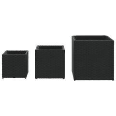 vidaXL Garden Planters 3 pcs Black Poly Rattan 5