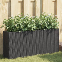Garden Planters with Pots 90x20x40 cm Poly Rattan Black 1