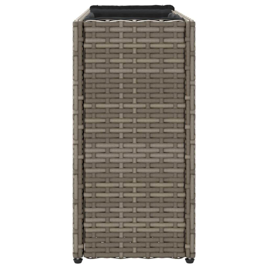 Garden Planters with Pots 90x20x40 cm Poly Rattan Grey 1