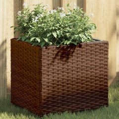 vidaXL Garden Planter Brown 36x30x32 cm Poly Rattan 1