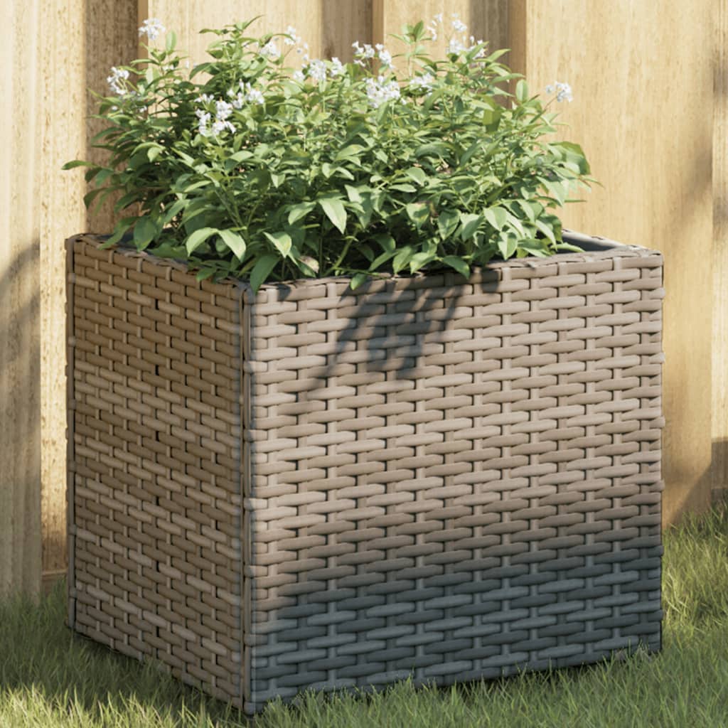 vidaXL Garden Planter Grey 36x30x32 cm Poly Rattan 1