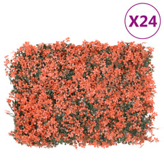 vidaXL Artificial Maple Leaf Fence 24 pcs Light Red 40x60 cm 1