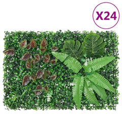 vidaXL Artificial Plant Fence 24 pcs Green 40x60 cm 1